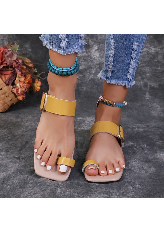 Women Casual Plus Size Solid Color Square Toe Flat 